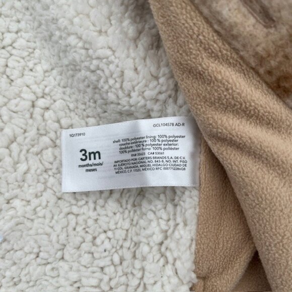 Baby Carter's Plaid Shacket, Cream Brown Tan, Size 3 months - Picture 9 of 10